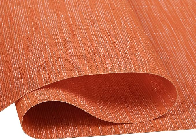 SHACOS Orange Placemats Set of 6 Woven Vinyl Place Mats - Image 3