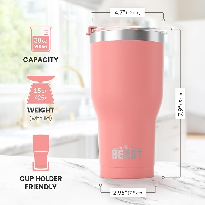 Beast 30 oz Tumbler Stainless Steel Vacuum Insulated Coffee Ice Cup Double Wall - Image 7