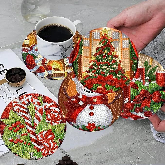 ijbnhd 8 Pack Christmas Diamond Art Coasters Kits - Image 4