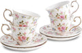 Agyiuns tea cups and saucers ceramic coffee mug 6oz set of 4 by Agyiuns