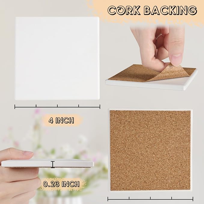 48 PCS Ceramic Tiles for Crafts, Unglazed Matte Coasters - Image 5