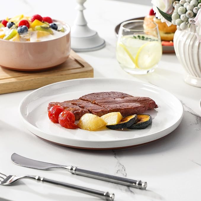MALACASA Plates and Bowls Sets, 12 Pieces Modern Stoneware Dinnerware Set - Image 8
