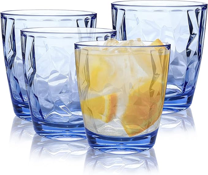 Topsky 10 oz Plastic Water Tumblers | Set of 4 Transparent Unbreakable Drinking by HomeandKitchenNO1