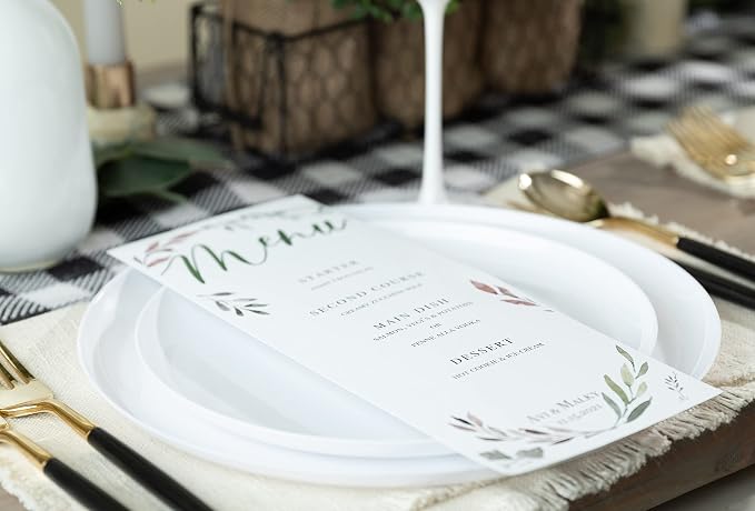 White Plastic Party Plates Edge Collection Premium heavyweight Elegant - Image 6