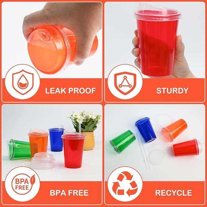 L LIKED 20 Pack 12oz Kids Cups, Spill Proof Party Cups - Image 3