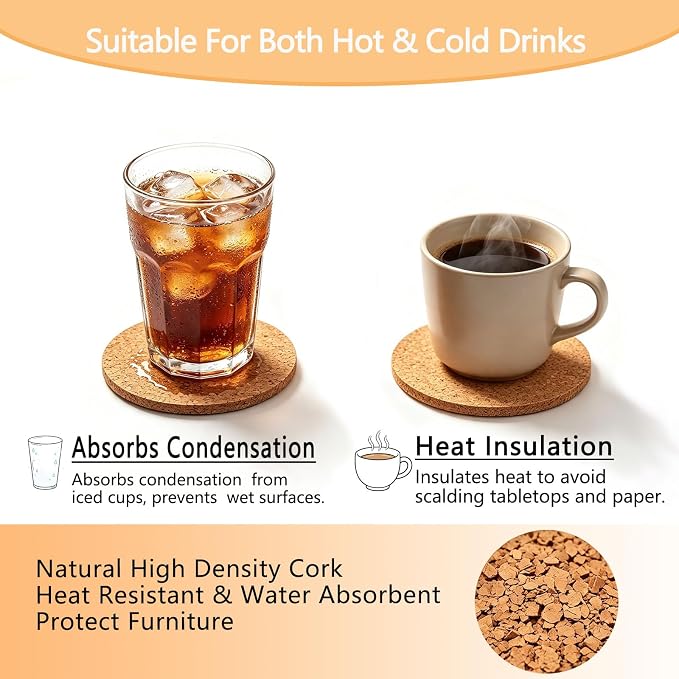 100 Pcs Absorbent Cork Coasters - Image 4
