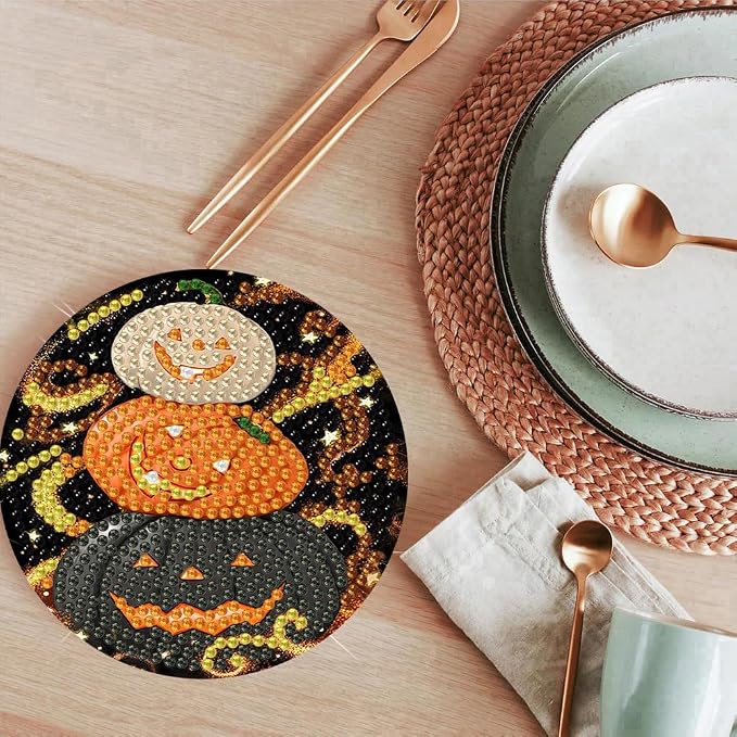 ijbnhd 8 Pcs Halloween Diamond Art Coasters Kits | Halloween Diamond Painting - Image 6