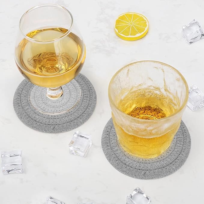 ABenkle Woven Coasters for Drinks Set of 6, Boho Absorbent Drinking Coaster - Image 5