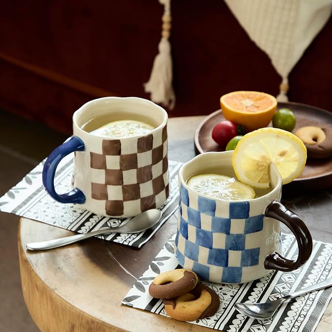 Retro Checkered Ceramic Coffee Mug 16Oz - Image 4