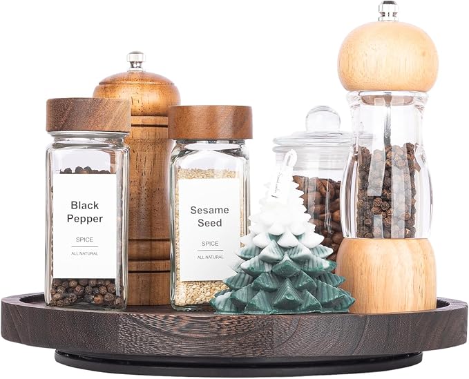 Wood Lazy Susan Turntable Kitchen Decor Round Table Tray, East clean, Pantry - Image 3