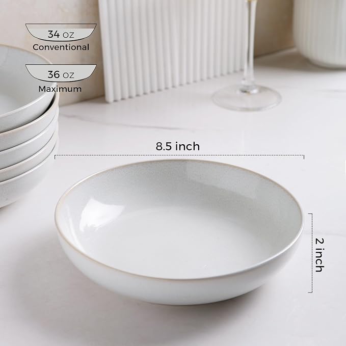 AmorArc 8.5'' Large Pasta Bowls, 36oz Stoneware Pasta Serving Bowls Set of 4 - Image 2