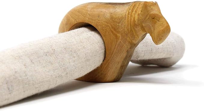 Handcarved Mahogany Wooden Napkin Ring Holders by Global+Crafts