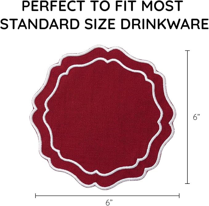 Drink Coasters Set of 6, 6x6 inch, Absorbent Linen Drink Mats - Image 3