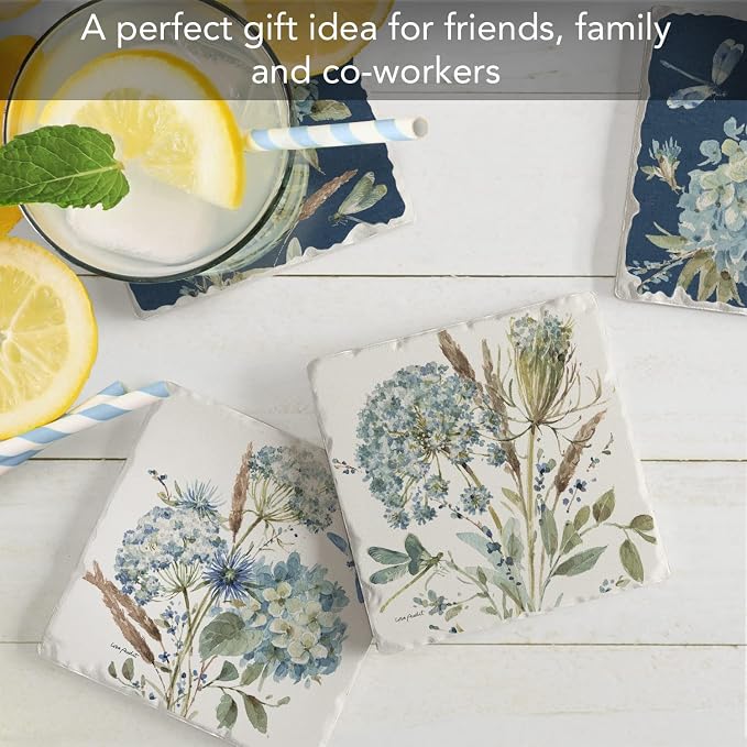 Thirstystone Bohemian Blue 4 Pack Assorted Tumbled Tile Stone Coasters | 4" - Image 5