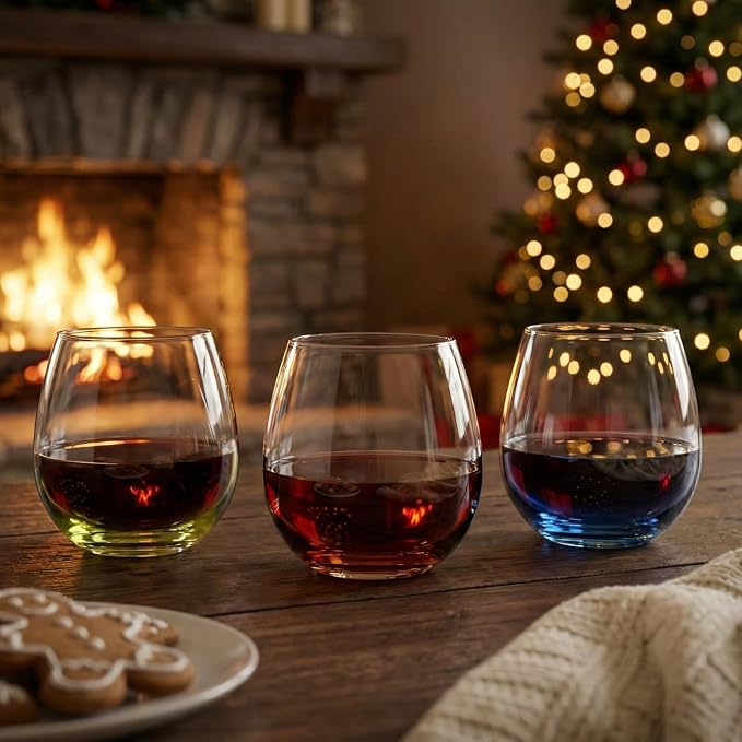 ColoVie Stemless Wine Glasses set of 6, Colored Cocktail Cups, Party Glass | - Image 8