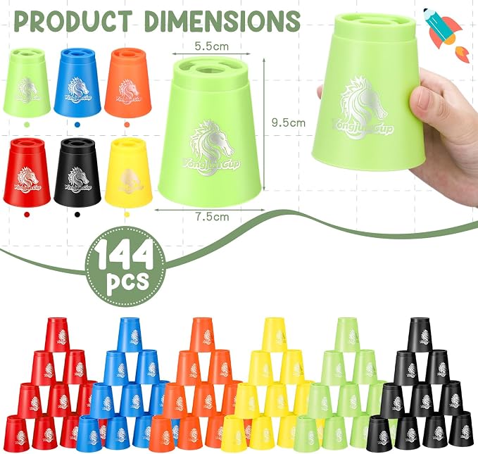 Libima 144 Pcs Sports Stacking Cups Set Stack Cup Party Game Speed Training Game - Image 2