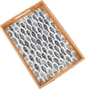 Rectangle Rattan Tray with Mother of Pearl Inlay, Rattan Serving Tray with by Tynulox