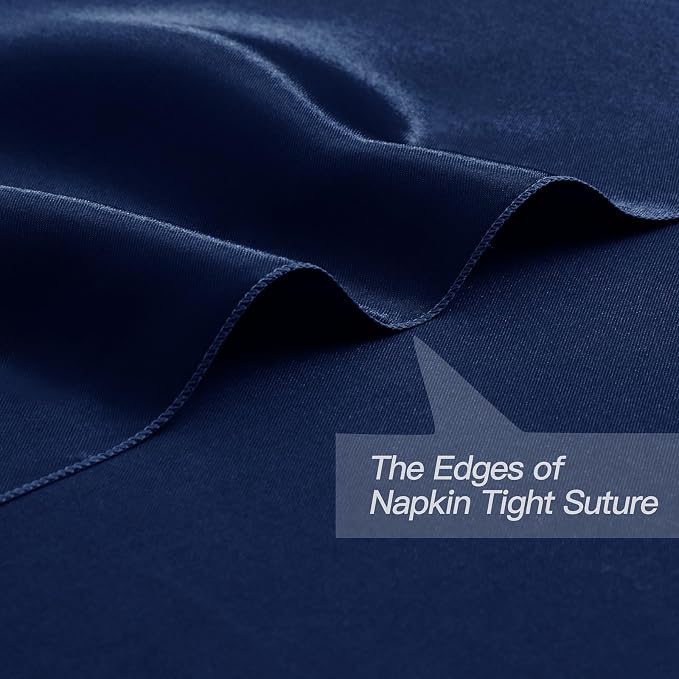 P Pothuiny 24 Pcs Navy Blue Satin Napkins 17 x 17 Inch, Satin Cloth Napkins | - Image 3