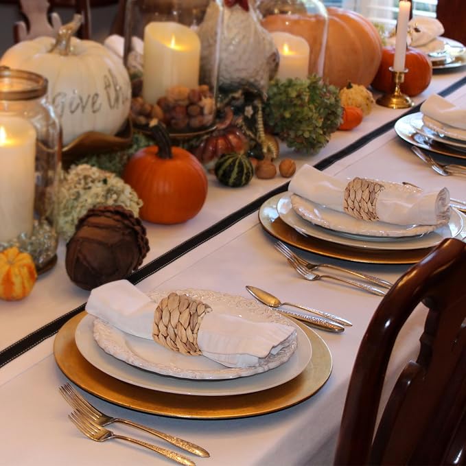 Napkin Rings Set of 12, Farmhouse Table Decor Handmade by Natural Water Hyacinth - Image 3