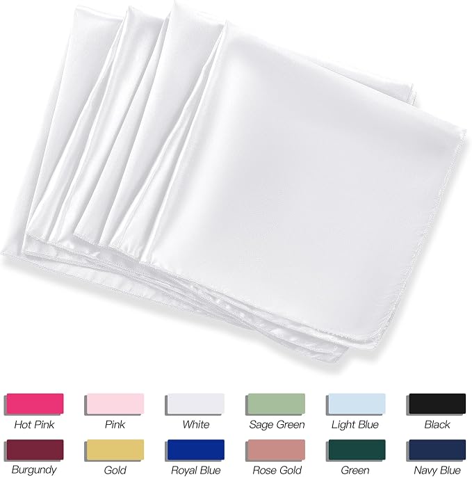 P Pothuiny 24 Pcs White Satin Napkins 17 x 17 Inch, Satin Cloth Napkins | - Image 6