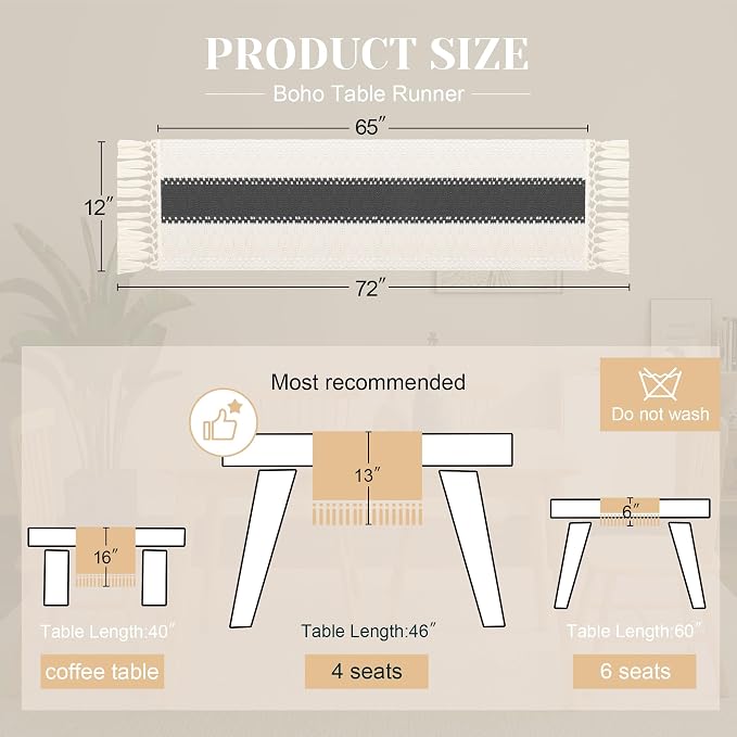Farmhouse Table Runner for Home Decor 12x72 Grey Fall Home Decor | 72 Inches - Image 3
