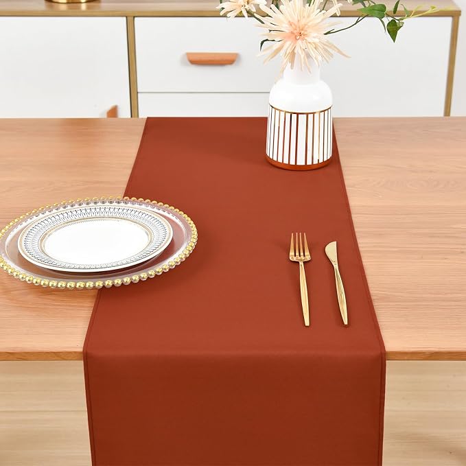 Wolkemer Farmhouse Rust Table Runner Dining Table Runners 90 Inches Long | - Image 7