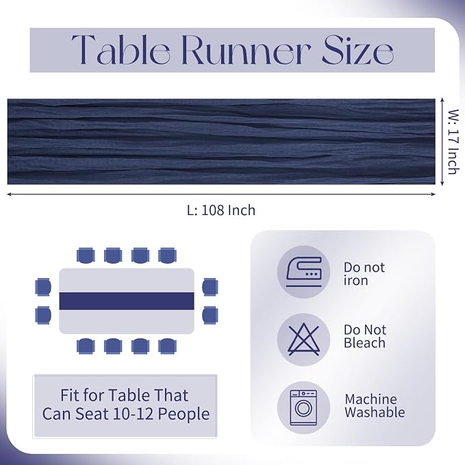 10 Pack Navy Blue Cheesecloth Table Runner 17x108 Inch Boho Gauze Cheese Cloth - Image 3