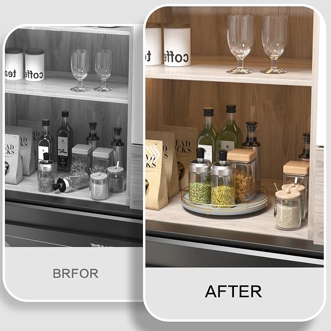 Oroutor 10-Inch Gray Wooden Lazy Susan Spice Organizer - Image 2