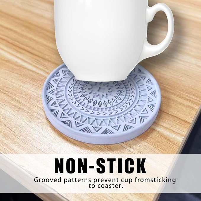 5 Pack Absorbent Stone Coasters, Quick-Drying Diatomaceous Earth Drink Coasters - Image 4