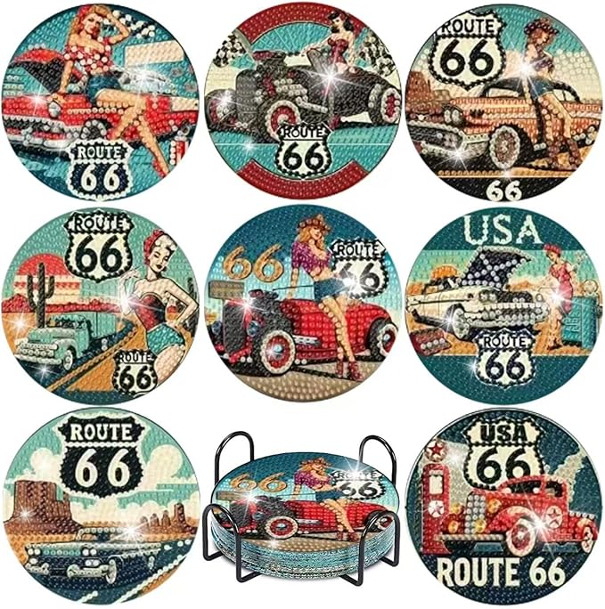 Mrnsiet 8 Pcs Car Diamond Art Coasters Kits by Mrnsiet