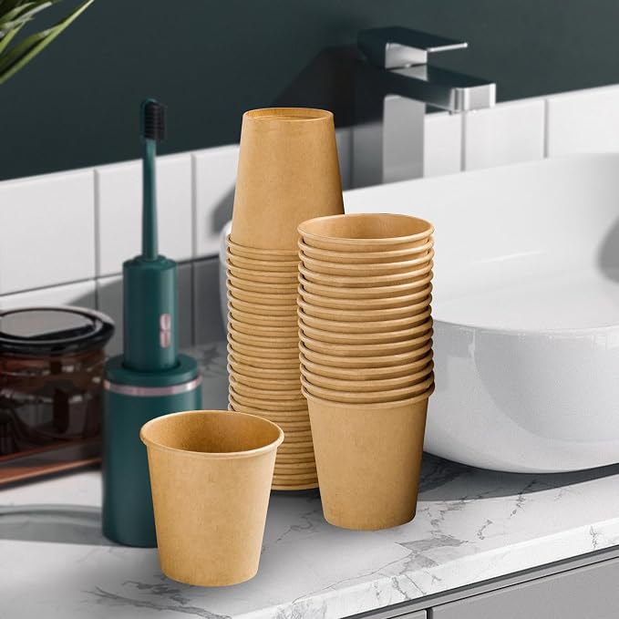 Clawsoff 300 Pack 3 oz Paper Cups Disposable Kraft Small Bathroom Cups | Hot or - Image 5