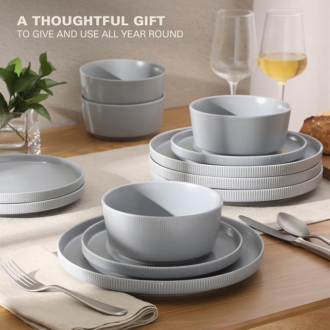 Gibson Home Dempsey Road 12-Piece Stoneware Dinnerware Set – Service - Image 4