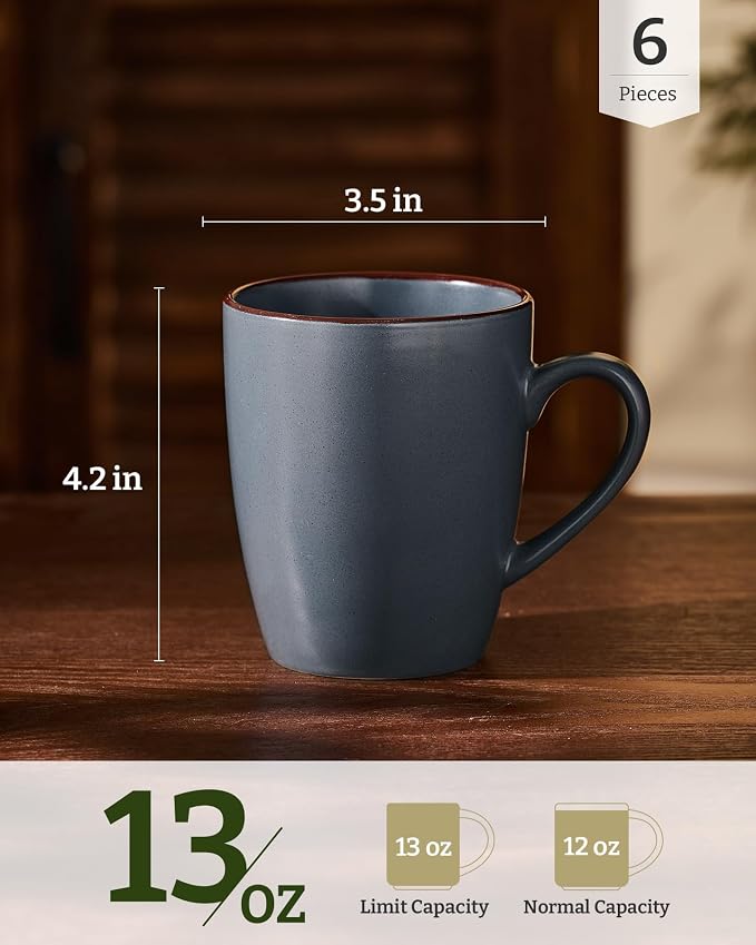 famiware Venus Coffee Mugs Set of 6, 13 oz Ceramic Stoneware Mug Cup Set | - Image 4