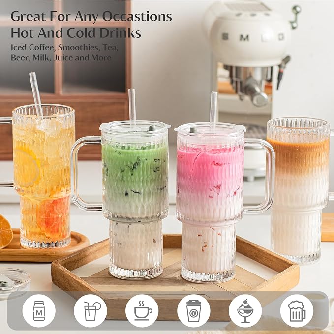 INSETLAN 24 oz Raindrop Glass Tumbler - Image 7