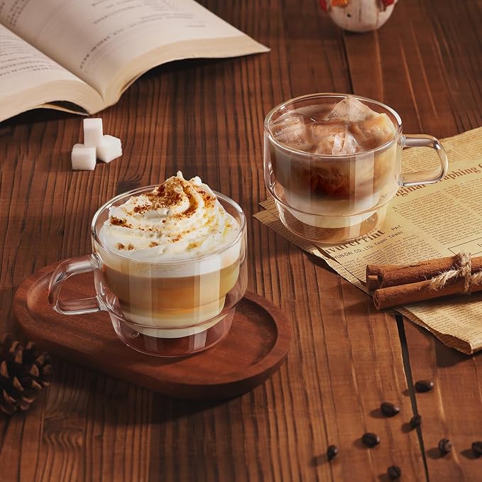 glastal 12 oz Latte Macchiato Glasses, Double-Walled Coffee Glasses, Glass - Image 4