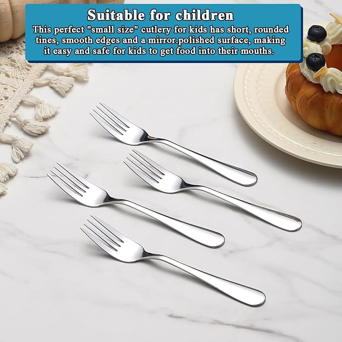 Dessert Forks Set of 12, Berglander Stainless Steel 5.5“ Cake Fork - Image 4