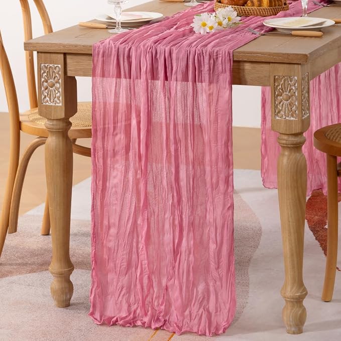Mauve Pink Gauze Cheesecloth Table Runner 10ft Boho Rustic Runner | Lightweight - Image 5