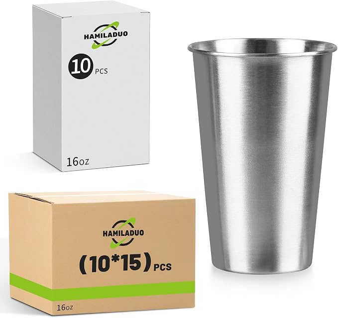 150Pack 16 oz Stainless Steel Pint Cups, Stainless Steel Cup, Pint Cup by Unknown