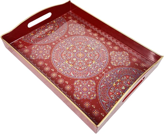 Boho Red Decorative Tray, Serving Tray by Umisriro