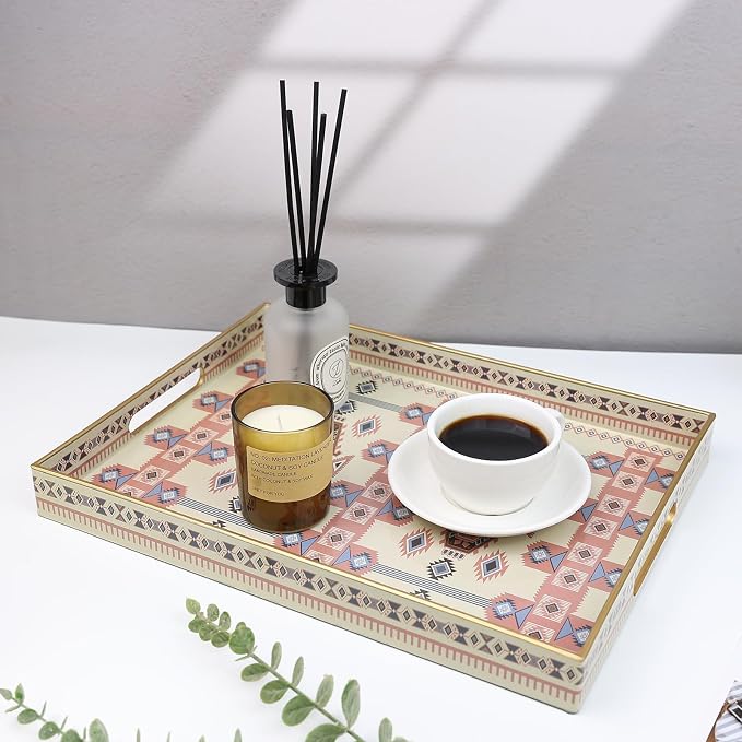 Spsyrine Serving Tray with Handles, Plastic Decorative Tray - Image 3
