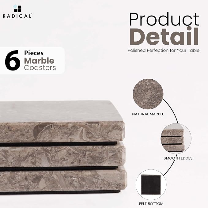 Radicaln Square Marble Coasters Set of 6 - Image 5