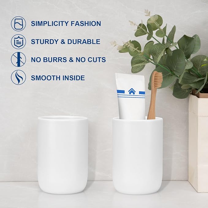 Bathroom Tumbler Cup Ceramic 12.6oz Reusable Toothbrush Cup 375ml, Toothbrush - Image 6