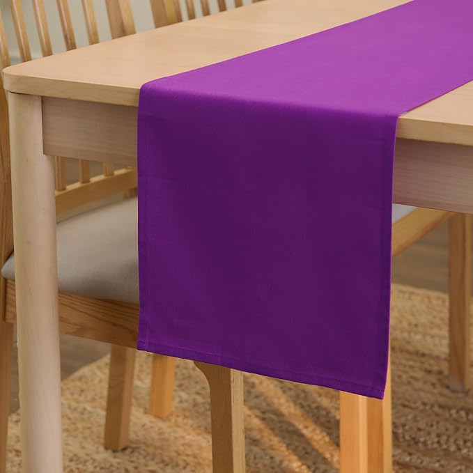 Encasa XO Table Runner, Cotton Canvas Dining Runner 13"x104" | Purple, 180 GSM by EncasaXO
