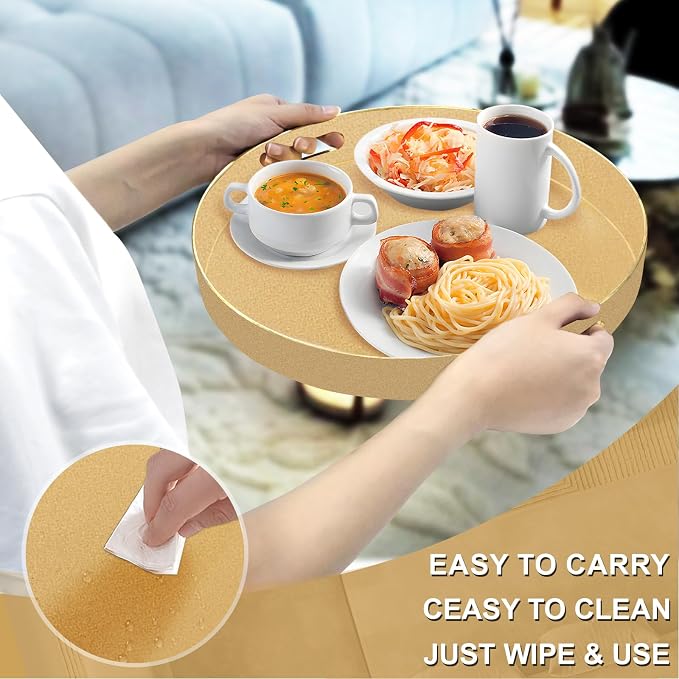13" Gold Decorative Tray, Plastic Round Serving Tray - Image 4