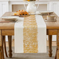 Metallic Style Gold Table Runner, Table Runners 36 Inches Long | Cotton Linen by Aiimart