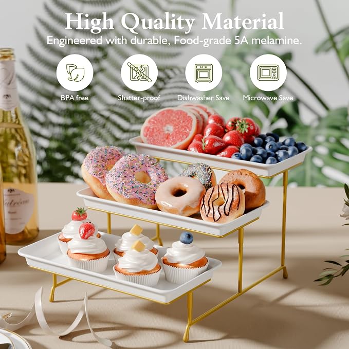 Bumusty 3-Tier Melamine Serving Tray Set, 11.5 x 5.6 in, Birthdays and Holidays - Image 3
