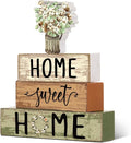 Cinnvoice 4 Pcs Spring Cotton and Eucalyptus Wooden Block Decor Farmhouse by Cinnvoice