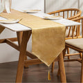 BALCONY & FALCON Table Runner Faux Linen Shimmer Gold 14"x71" | Tasselled by BALCONYFALCON