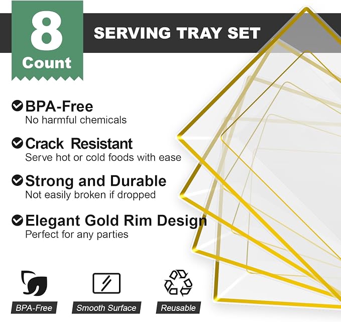 FOCUSLINE 8 PCS Plastic Serving Trays - Image 3