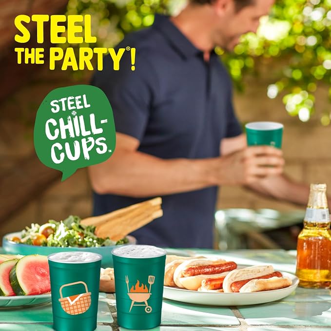 Steel Chill Cups 16 oz. Reusable Party Cups, Summer BBQ Grill, 100% recyclable - Image 7